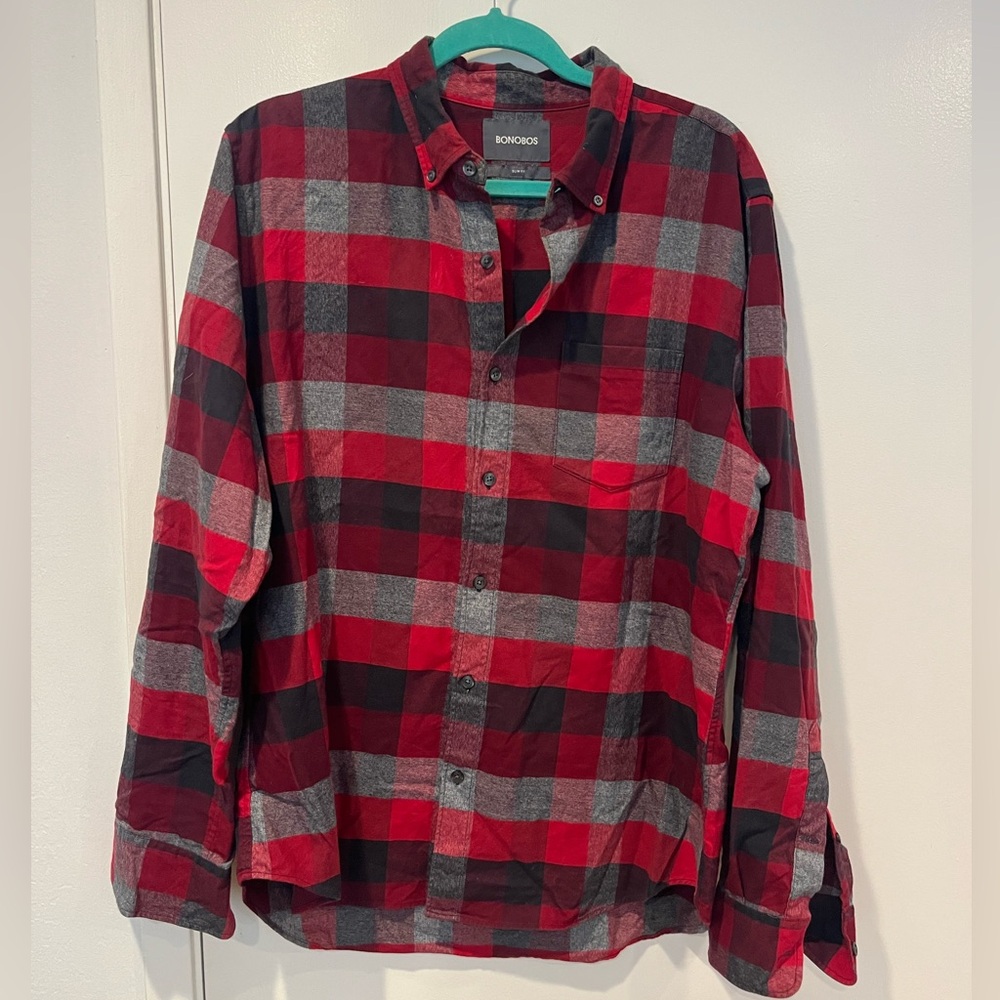 Bonobos Red and Black Casual Button Down Shirt